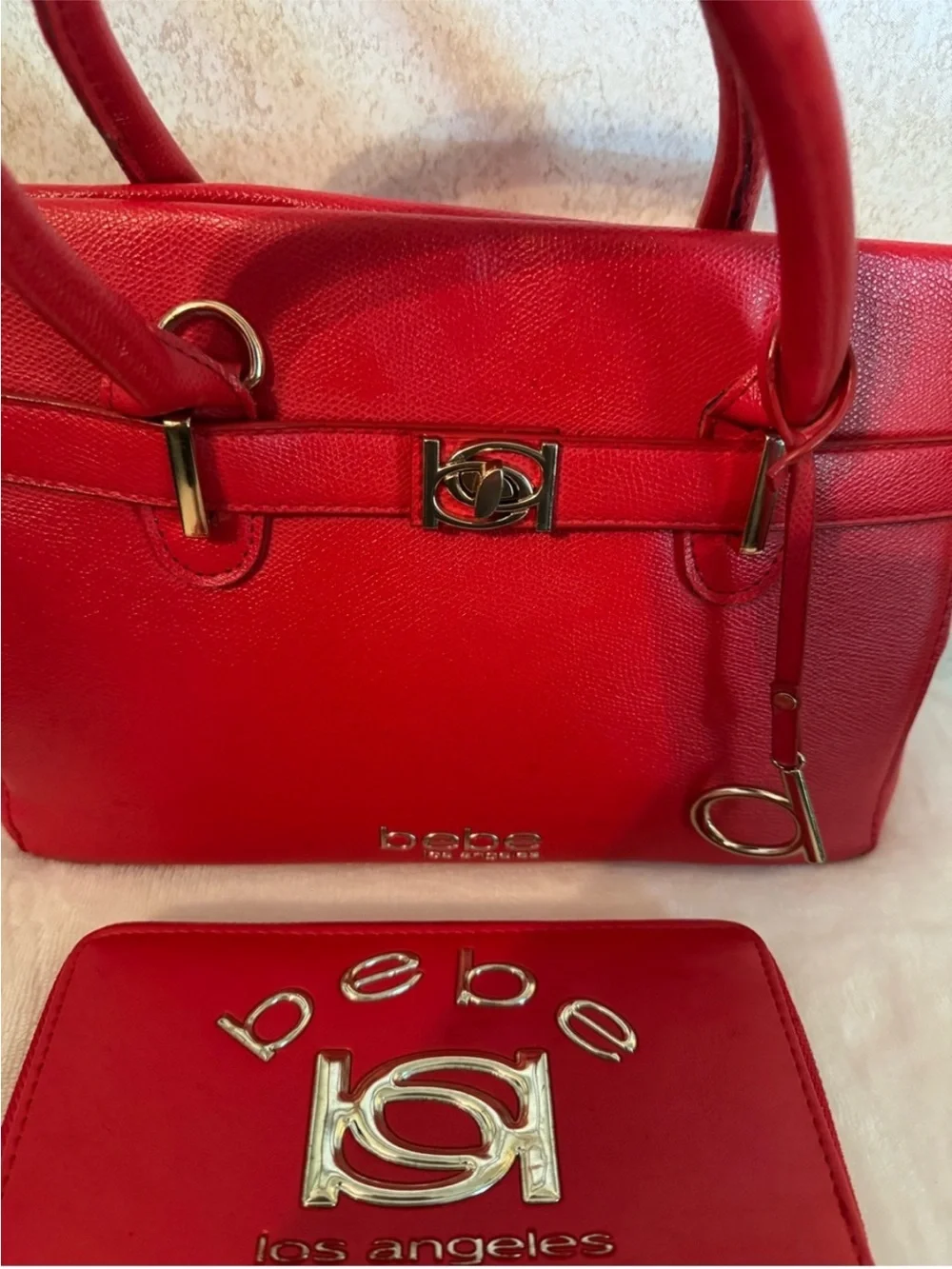 Bebe Evie Satchel Bag w matching wallet/wristlet